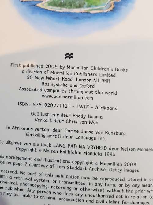 Nelson Mandela, Lang Pad Na Vryheid, Verkort deur Chris Van Wyk, Geillustreer deur Paddy Bouma