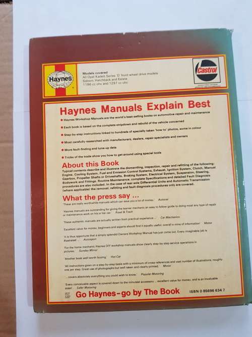 Opel Kadett 1979-81, Owners Workshop Manual, Haynes