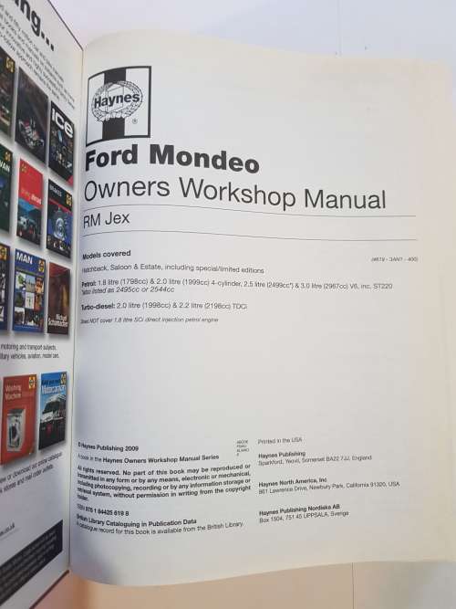 Ford Mondeo, 2003 - 2007 Haynes Owners Workshop Manual, Petrol & Diesel