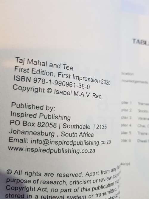 Taj Mahal & Tea by Isabel M.A.V. Rao, Signed