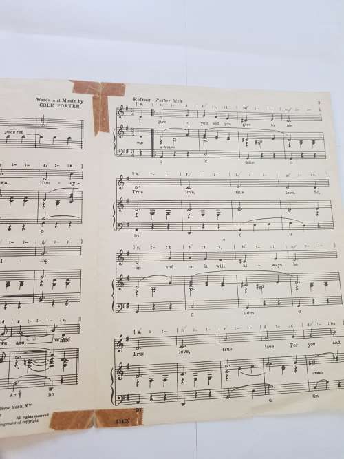Song Sheet, Sheet Music, True Love, High Society