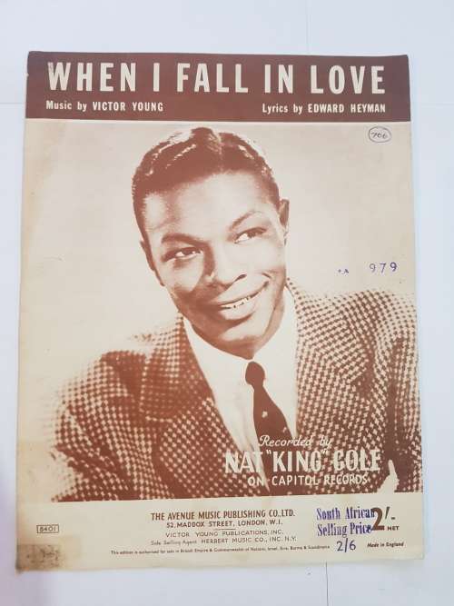 Song Sheet, Sheet Music, When I Fall in Love, Nat King Cole
