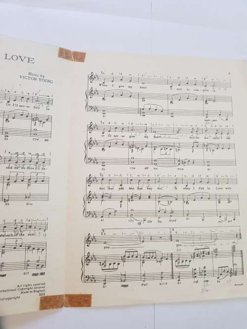Song Sheet, Sheet Music, When I Fall in Love, Nat King Cole