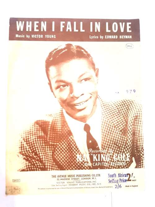 Song Sheet, Sheet Music, When I Fall in Love, Nat King Cole