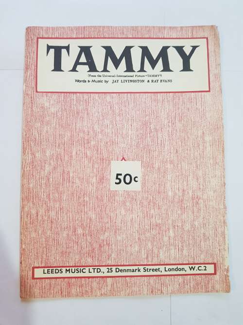 Song Sheet, Sheet Music, Tammy by Jay Livingston & Ray Evans