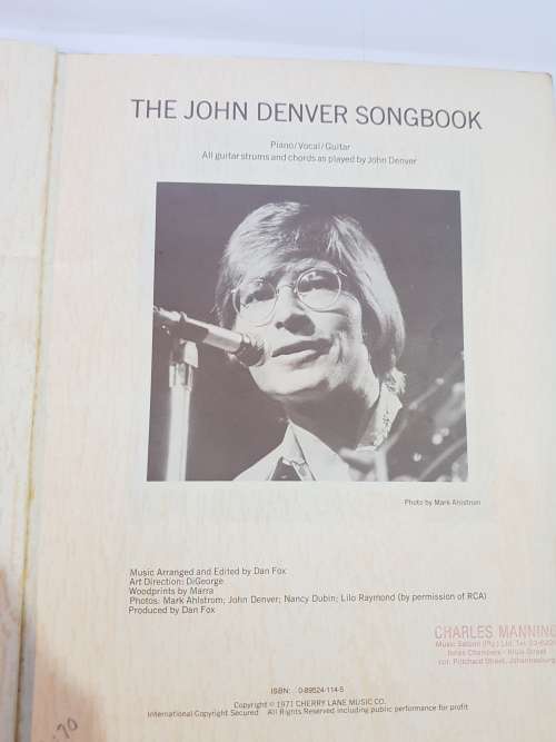 Song Sheets, Sheet Music, The John Denver Songbook, 23 Songs, 1971