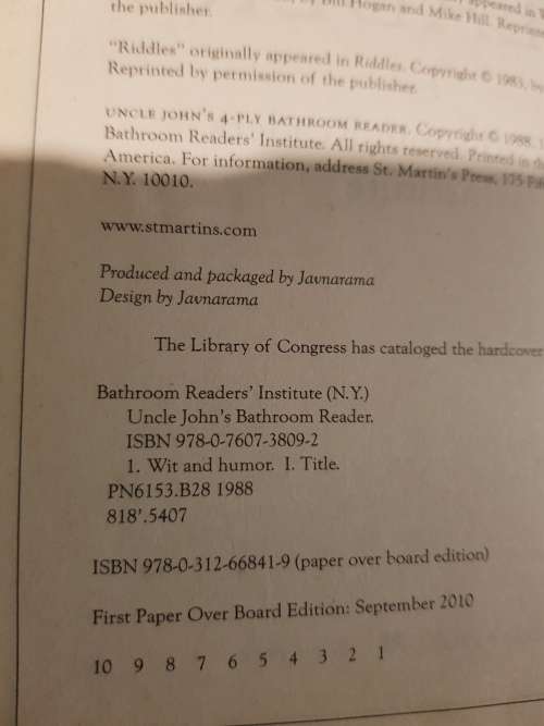 Uncle John`s 4-Ply Bathroom Reader by the Bathroom Readers` Institute