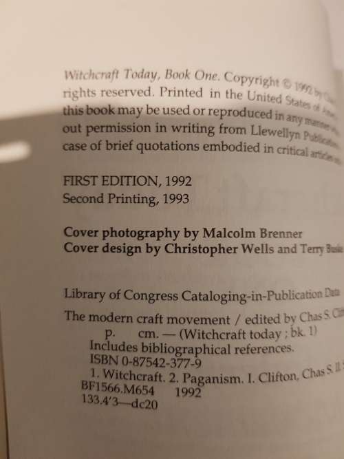 The Modern Craft Movement, Witchcraft Today, Book One edited by Chas S. Clifton