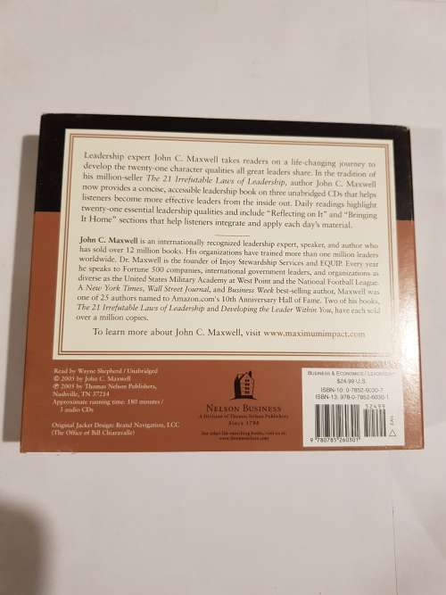 The 21 Indispensable Qualities of a Leader by John C. Maxwell, 3 x Audio CD