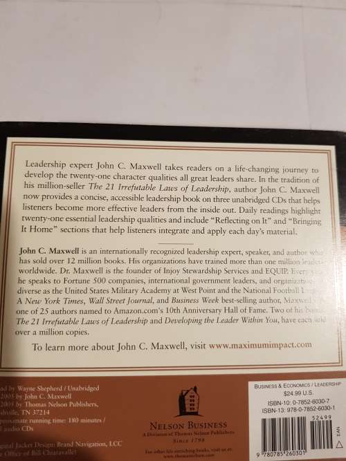 The 21 Indispensable Qualities of a Leader by John C. Maxwell, 3 x Audio CD