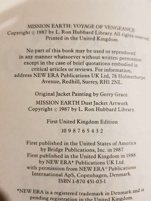 L. Ron Hubbard, Voyage of Vengeance, Mission Earth Volume 7, 1st UK Edition, HC