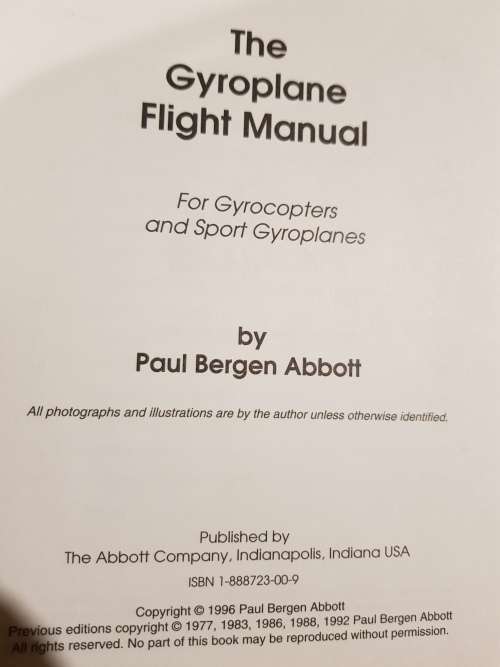 The Gyroplane Flight Manual by Paul Bergen Abbott