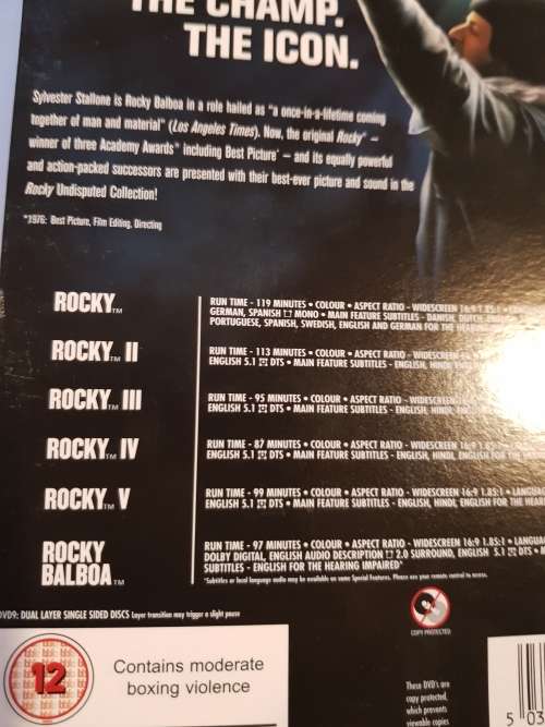 Rocky, The Undisputed Collection 6 x DVD Boxset
