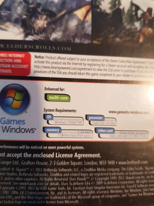Skyrim, The Elder Scrolls V, PC DVD, 2011