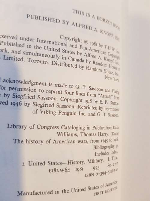 The History of American Wars, from Colonial Times to WW1 by T. Harry Williams