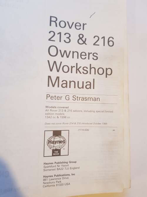 Rover 213 & 216, 1984-1989, Owners Workshop Manual, Haynes