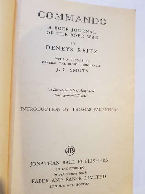 Commando, A Boer Journal of the Boer War by Deneys Reitz