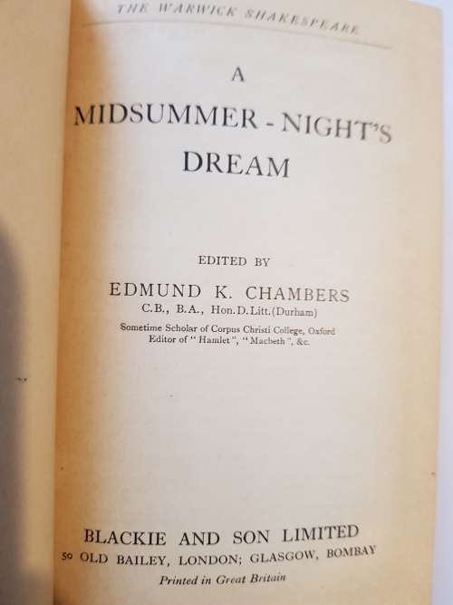 Shakespeare, The Warwick Shakespeare, A Midsummer Night`s Dream