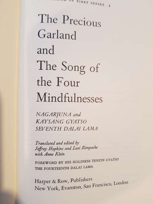 The Precious Garland and the Song of the Four Mindfulnesses, The Wisdom of Tibet Series 2