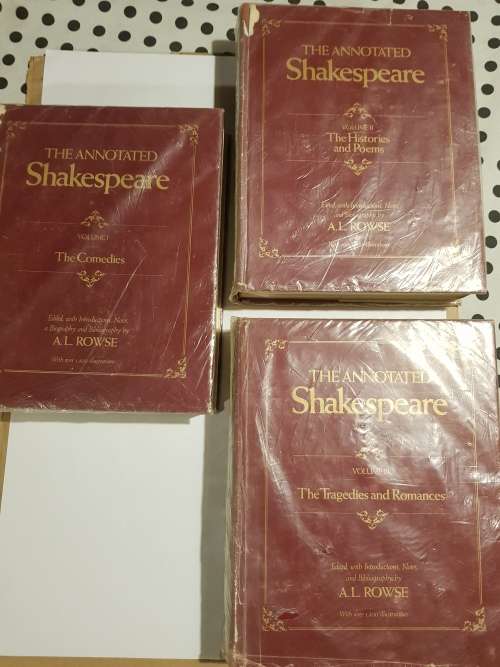 The Annotated Shakespeare by A.L. Rowse, Complete Works Illustrated in 3 Volumes, 1978 First Edition