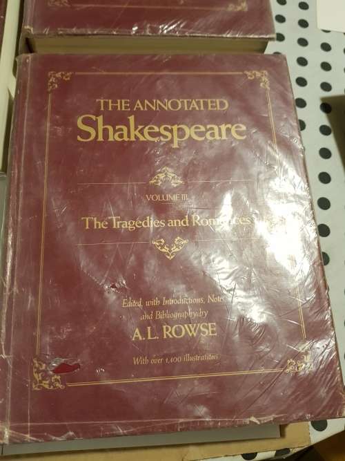 The Annotated Shakespeare by A.L. Rowse, Complete Works Illustrated in 3 Volumes, 1978 First Edition