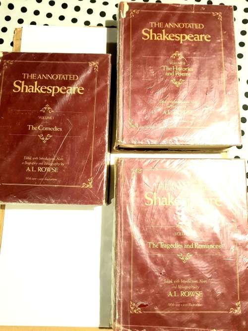 The Annotated Shakespeare by A.L. Rowse, Complete Works Illustrated in 3 Volumes, 1978 First Edition