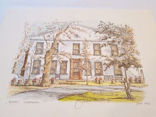 John Hall print, `Alphen` Constantia, Signed