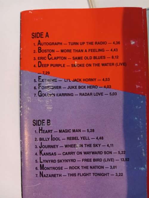 A to Z of Rock, Various Artists Cassette One
