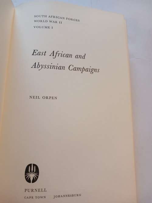 East African and Abyssinian Campaigns by Neil Orpen, 1968 First Edition