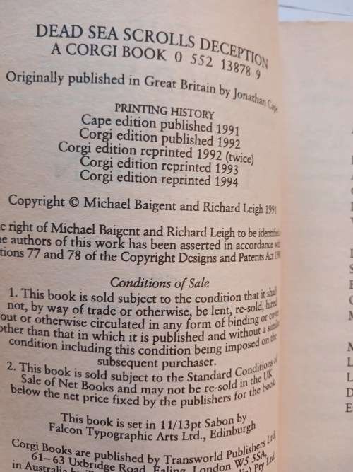 The Dead Sea Scrolls Deception by Michael Baigent and Richard Leigh