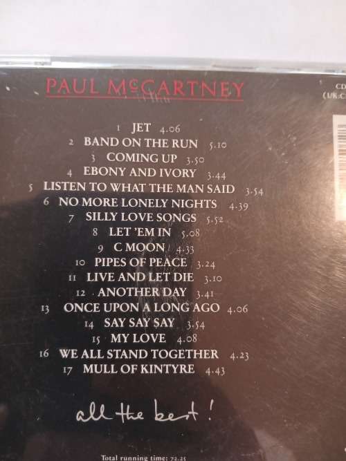 Paul McCartney, All The Best CD, UK