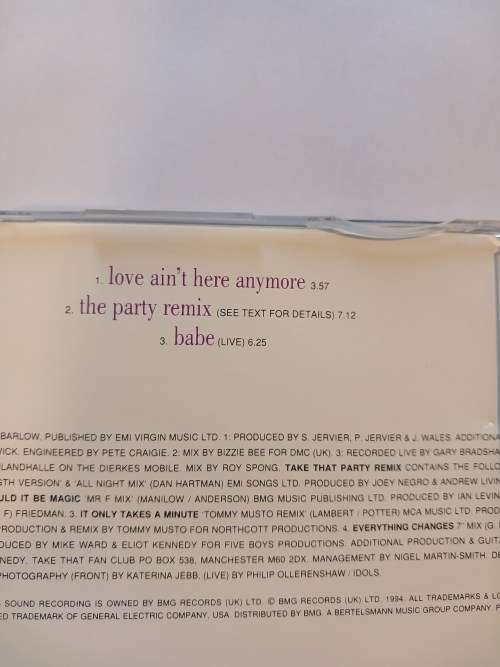 Take That, Love Ain`t Here Anymore, CD Single, UK