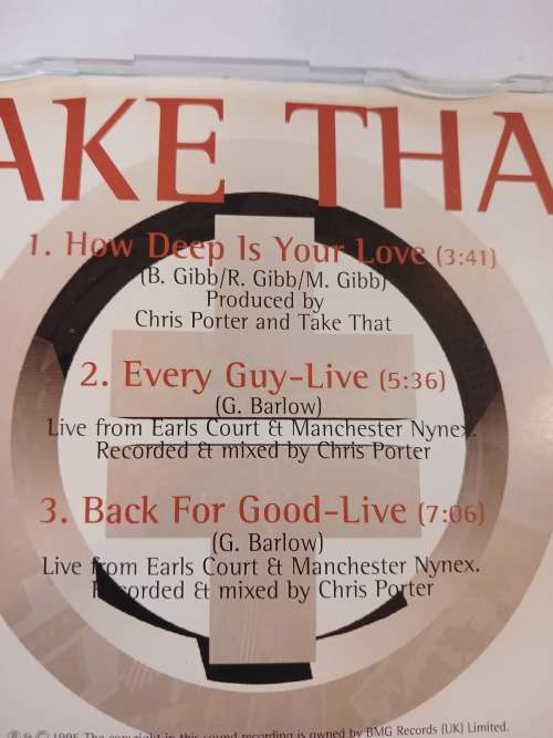Take That, How Deep Is Your Love CD Single, Australia