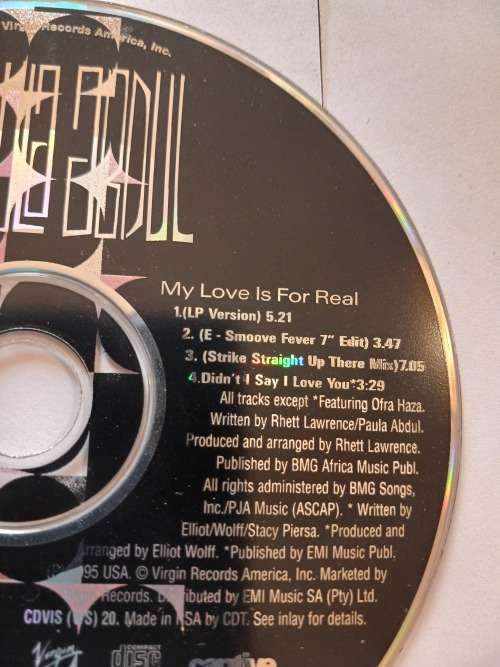 Paula Abdul, My Love is for Real CD Single