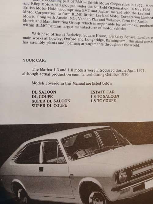 Morris Marina, from 1971, Intereurope Workshop Manual