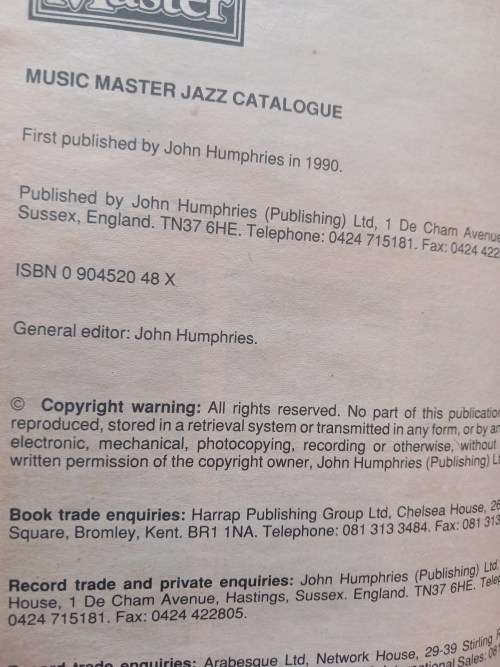 Jazz Catalogue, Music Master 1990, John Humphries