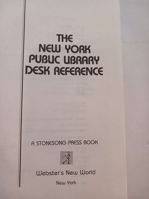 The New York Public Library Desk Reference, 1989, Hardcover