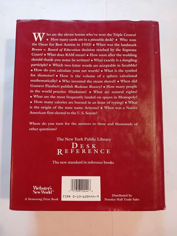 The New York Public Library Desk Reference, 1989, Hardcover