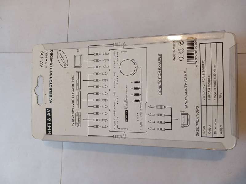 AV Selector with S-Video, 4 in 1 out, AV-109
