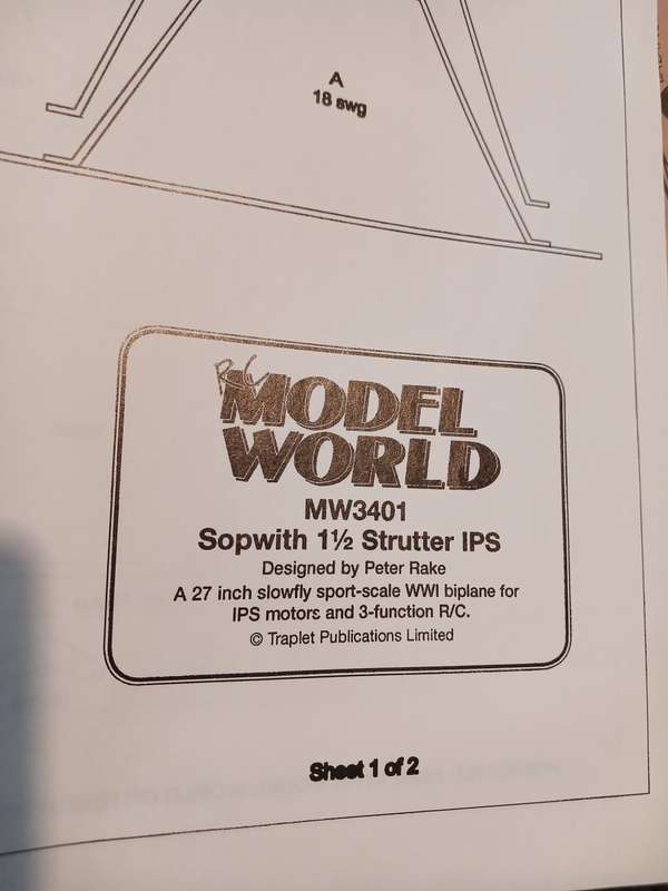 MW3401 Sopwith 1 1/2 Strutter IPS designed by Peter Rake: Plan/Blueprint