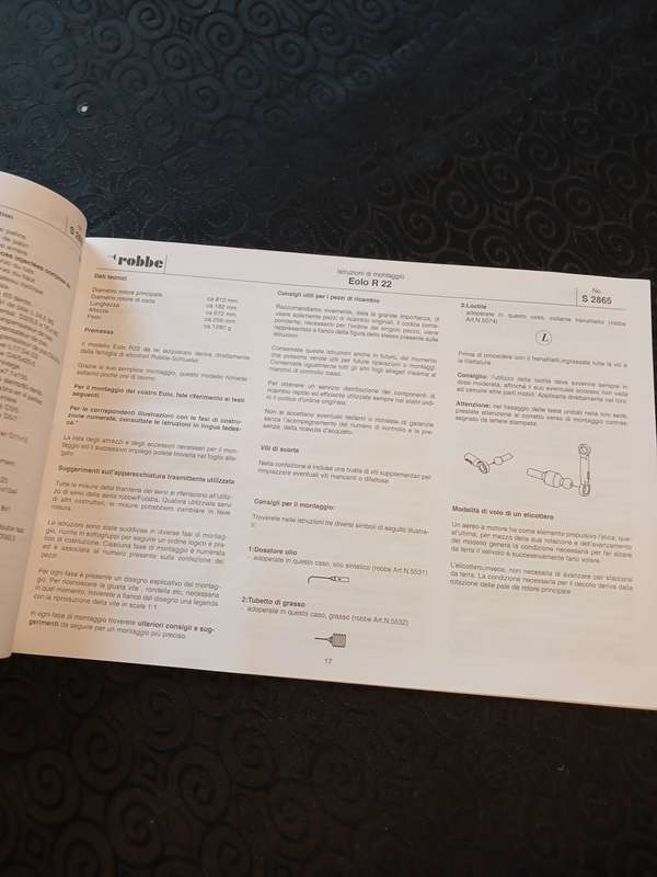Robbe, Assembly and Operating Instructions Eolo R22 No. S 2865