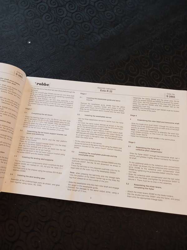 Robbe, Assembly and Operating Instructions Eolo R22 No. S 2865