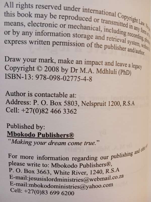 Draw Your Mark Make an Impact and Leave a Legacy by Dr M.A. Mdhluli