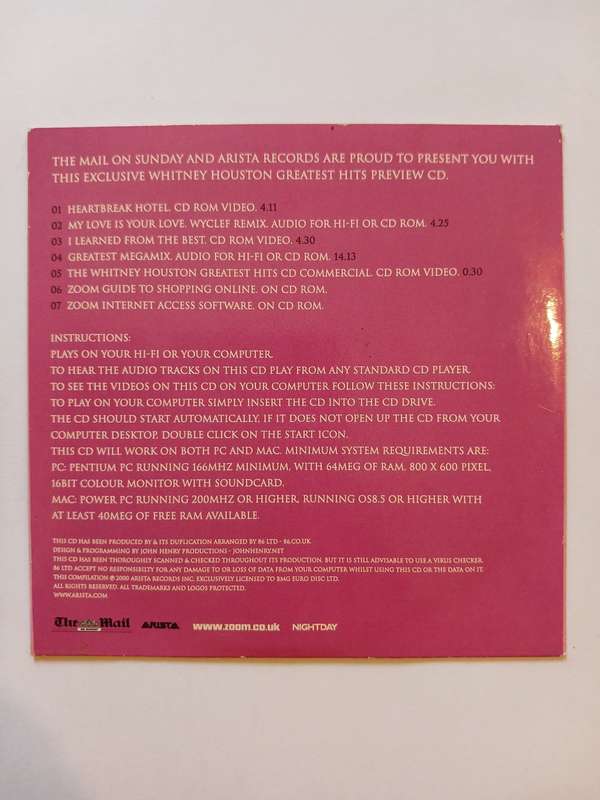 Whitney Houston, Greatest Hits Preview CD