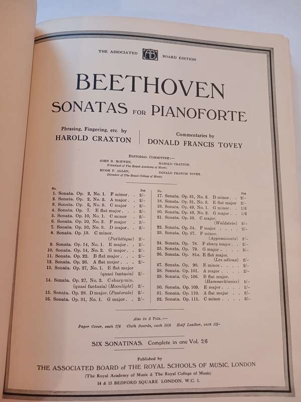 Beethoven, Pianoforte Sonatas Vol. II, Tovey and Craxton
