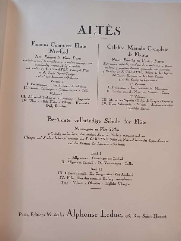 Altes, Joseph-Henri Altes, Celebre Methode Complete de Flute Vol. 2, Hardcover
