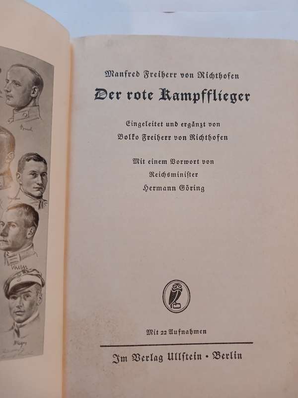 Richthofen, Der Rote Kampfflieger 1933, Hardcover, The Red Fighter Pilot, German