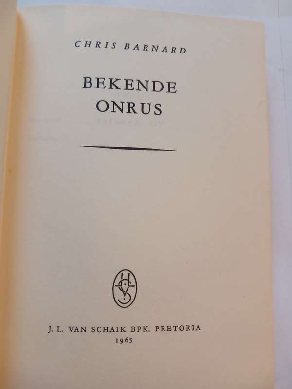 Bekende Onrus by Chris Barnard