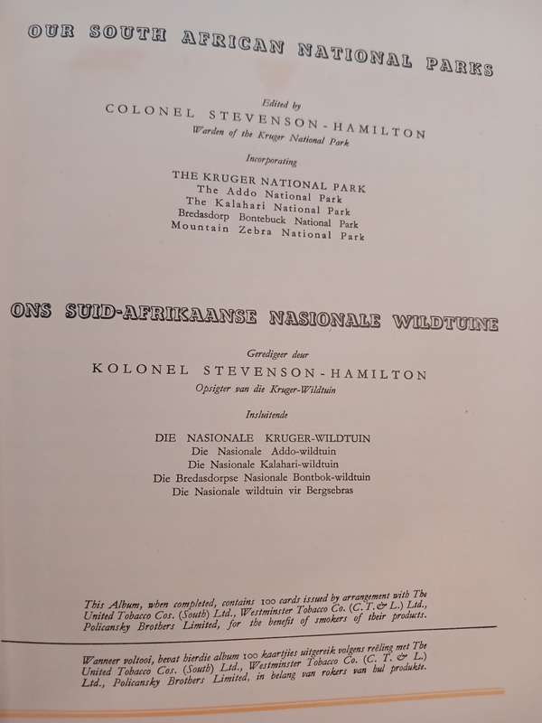 Our South African National Parks edited by Colonel Stevenson-Hamilton