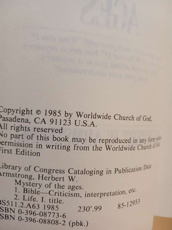 Mystery of the Ages by Herbert W. Armstrong